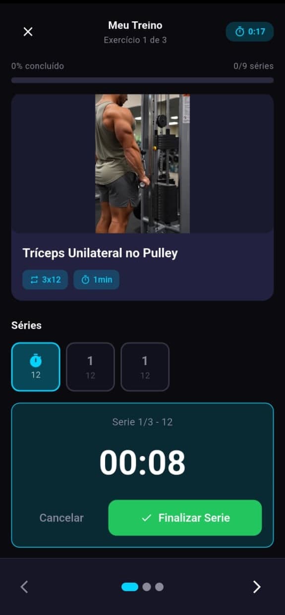 Timer de série durante treino